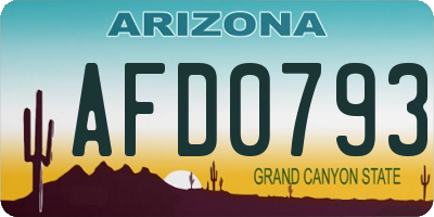 AZ license plate AFD0793