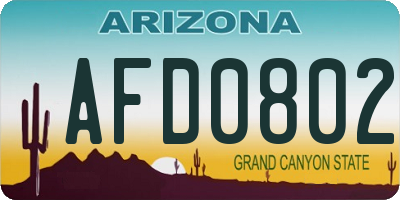 AZ license plate AFD0802