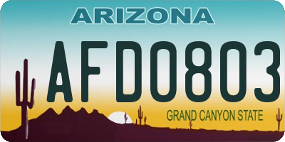 AZ license plate AFD0803