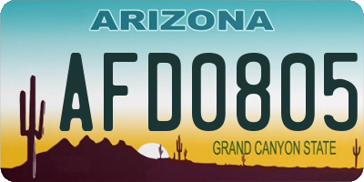 AZ license plate AFD0805