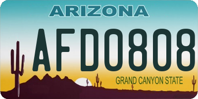AZ license plate AFD0808