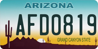 AZ license plate AFD0819