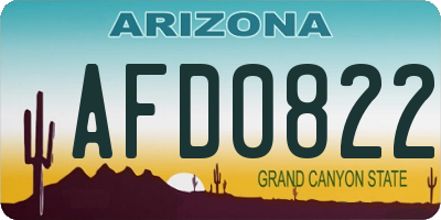 AZ license plate AFD0822