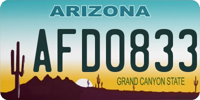 AZ license plate AFD0833