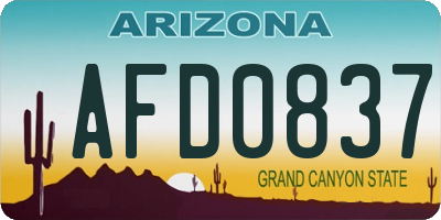 AZ license plate AFD0837