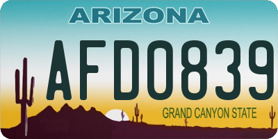 AZ license plate AFD0839