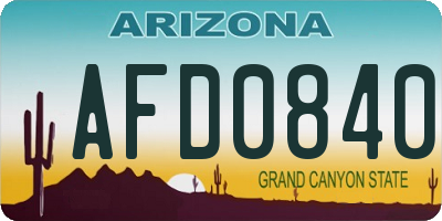 AZ license plate AFD0840