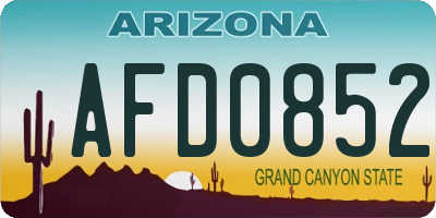 AZ license plate AFD0852