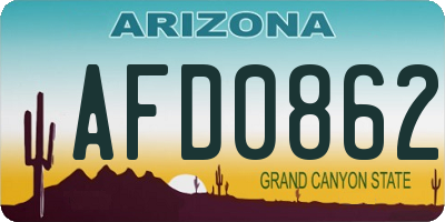 AZ license plate AFD0862