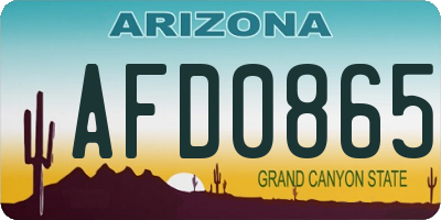 AZ license plate AFD0865