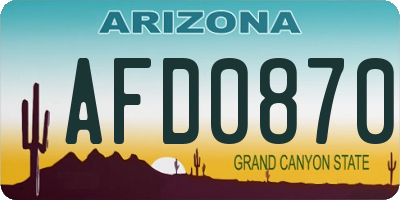 AZ license plate AFD0870