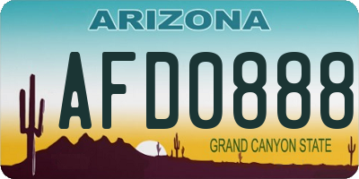 AZ license plate AFD0888