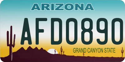 AZ license plate AFD0890