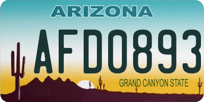 AZ license plate AFD0893