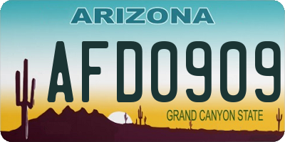 AZ license plate AFD0909