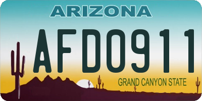 AZ license plate AFD0911