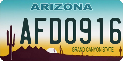 AZ license plate AFD0916