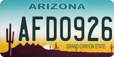 AZ license plate AFD0926