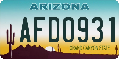 AZ license plate AFD0931