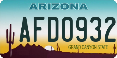 AZ license plate AFD0932