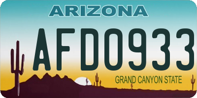 AZ license plate AFD0933