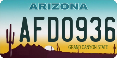 AZ license plate AFD0936