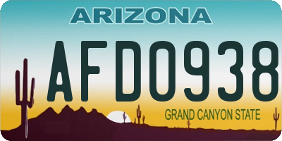 AZ license plate AFD0938