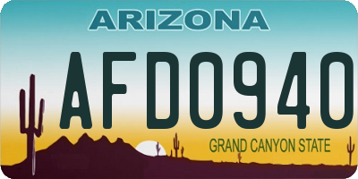 AZ license plate AFD0940