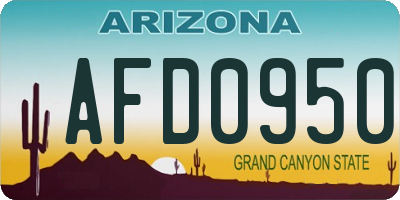 AZ license plate AFD0950