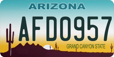 AZ license plate AFD0957