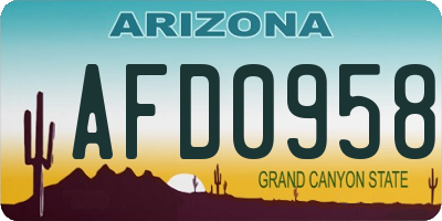 AZ license plate AFD0958