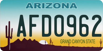AZ license plate AFD0962