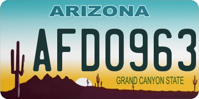 AZ license plate AFD0963