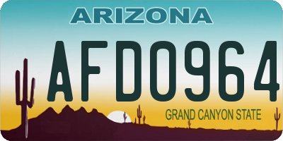 AZ license plate AFD0964