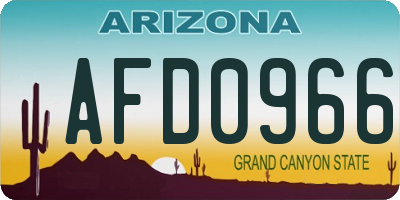 AZ license plate AFD0966