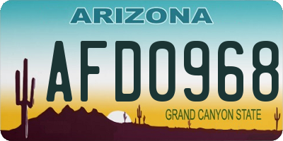 AZ license plate AFD0968