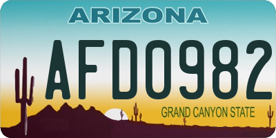 AZ license plate AFD0982
