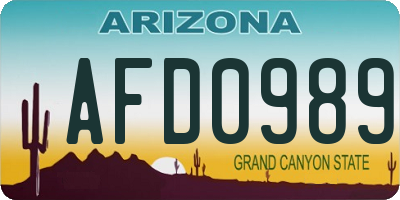 AZ license plate AFD0989