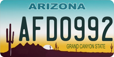 AZ license plate AFD0992