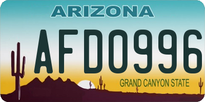 AZ license plate AFD0996