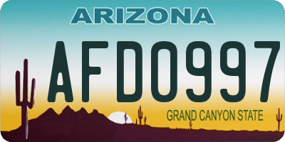 AZ license plate AFD0997