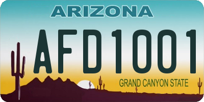AZ license plate AFD1001
