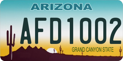 AZ license plate AFD1002