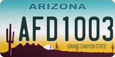 AZ license plate AFD1003