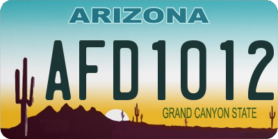 AZ license plate AFD1012