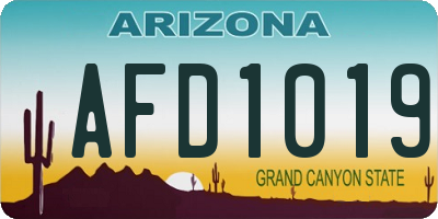 AZ license plate AFD1019