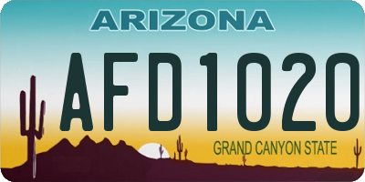 AZ license plate AFD1020