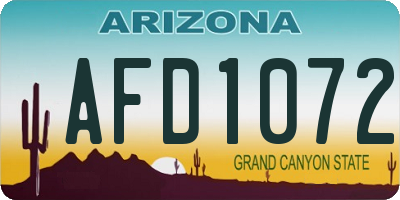 AZ license plate AFD1072