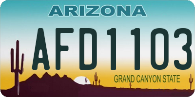 AZ license plate AFD1103