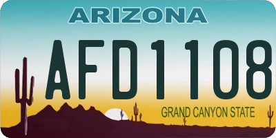 AZ license plate AFD1108